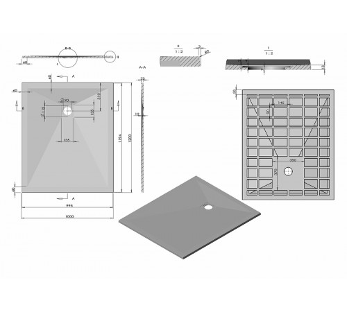 Душевой поддон из искусственного камня Vincea 120x100 VST-4SR1012W+Vsph-D132 Белый матовый