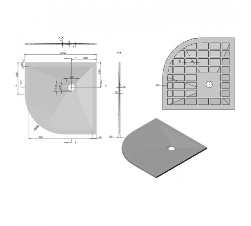 Душевой поддон из искусственного камня Vincea 100x100 VST-4SQ1010A Антрацит