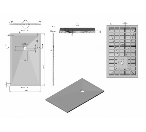 Душевой поддон из искусственного камня Vincea 150x90 VST-4SR9015W+Vsph-D132 Белый матовый