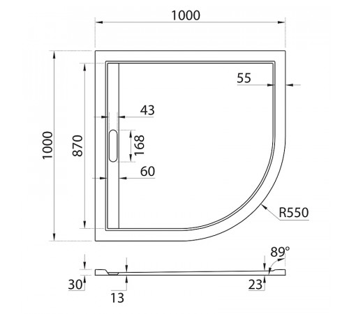Душевой поддон из искусственного камня Cezares Tray AS 100х100 TRAY-AS-R-100-30-W Белый