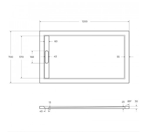 Душевой поддон из искусственного камня Cezares Tray AS 120x70 TRAY-AS-AH-120/70-30-W Белый