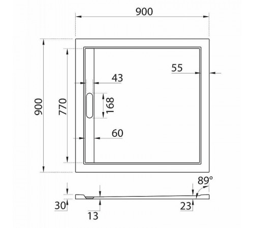 Душевой поддон из искусственного камня Cezares Tray AS 90x90 TRAY-AS-A-90-30-NERO Черный матовый