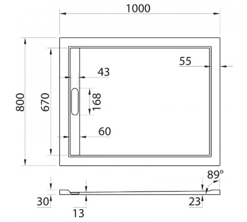 Душевой поддон из искусственного камня Cezares Tray AS 100x80 TRAY-AS-AH-100/80-30-W Белый