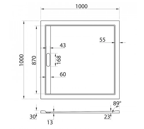 Душевой поддон из искусственного камня Cezares Tray AS 100х100 TRAY-AS-A-100-30-NERO Черный матовый