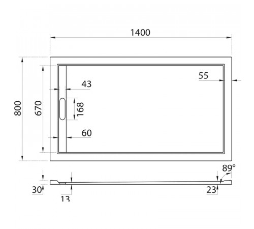 Душевой поддон из искусственного камня Cezares Tray AS 140х80 TRAY-AS-AH-140/80-30-W Белый