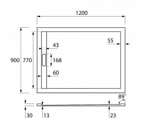 Душевой поддон из искусственного камня Cezares Tray AS 120х90 TRAY-AS-AH-120/90-30-NERO Черный матовый