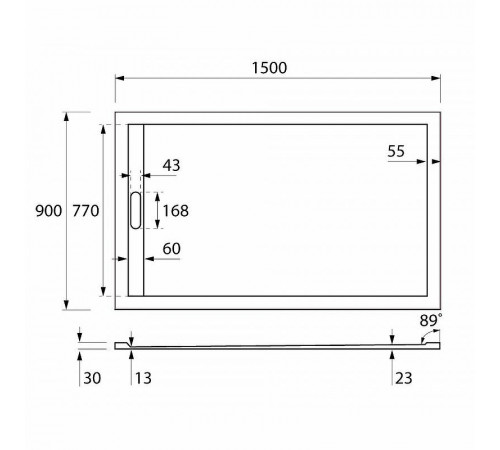 Душевой поддон из искусственного камня Cezares Tray AS 150x90 TRAY-AS-AH-150/90-30-W Белый