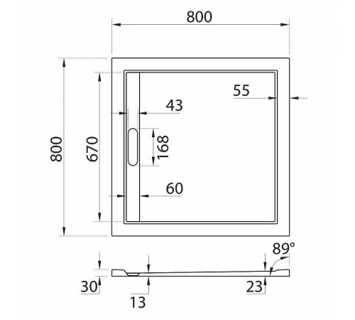 Душевой поддон из искусственного камня Cezares Tray AS 80x80 TRAY-AS-A-80-30-W Белый