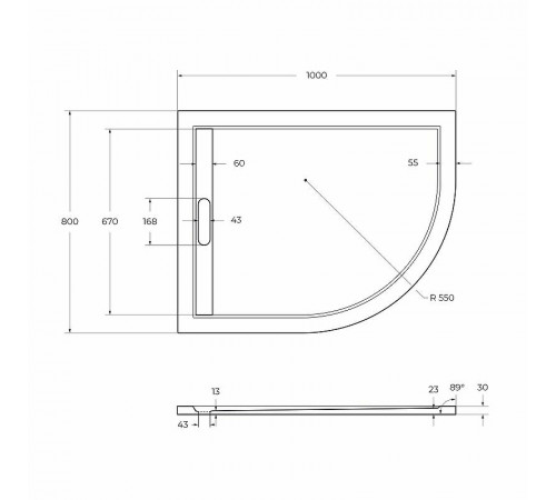 Душевой поддон из искусственного камня Cezares Tray AS 100x80 L TRAY-AS-RH-100/80-30-W-L Белый