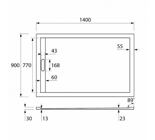 Душевой поддон из искусственного камня Cezares Tray AS 140x90 TRAY-AS-AH-140/90-30-W Белый