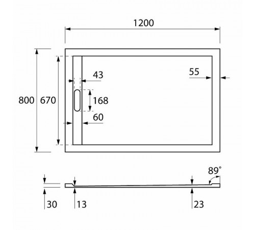 Душевой поддон из искусственного камня Cezares Tray AS 120x80 TRAY-AS-AH-120/80-30-W Белый