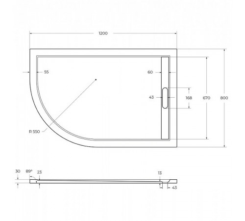 Душевой поддон из искусственного камня Cezares Tray AS 120x80 R TRAY-AS-RH-120/80-30-W-R Белый