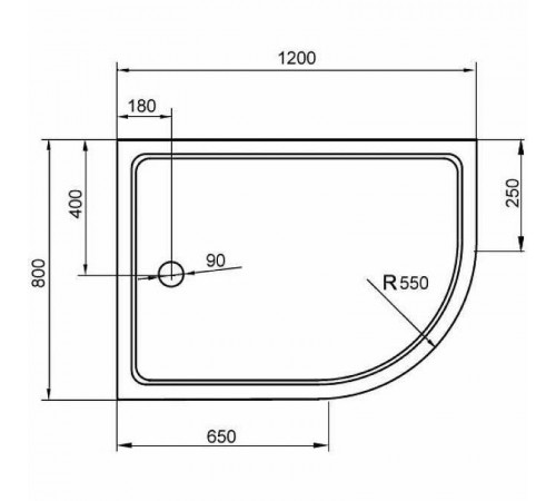 Акриловый поддон для душа Cezares Tray A 120x80 R TRAY-A-RH-120/80-550-15-W-R Белый