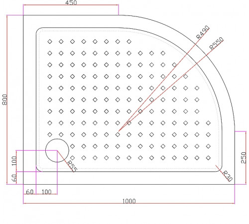 Акриловый поддон для душа Cezares Tray A 100x80 R TRAY-A-RH-100/80-550-15-W-R Белый