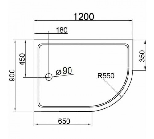 Акриловый поддон для душа Cezares Tray A 120x90 L TRAY-A-RH-120/90-550-15-W-L Белый