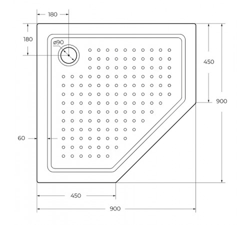 Акриловый поддон для душа Cezares Tray A 90х90 TRAY-A-P-90-15-W0 Белый