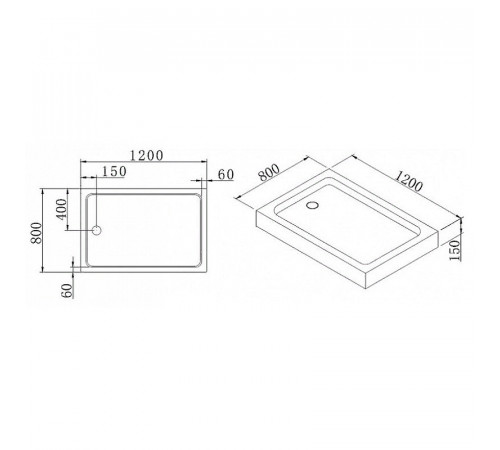 Акриловый поддон для душа Cezares Tray A 120х80 TRAY-A-AH-120/80-15-W0 Белый