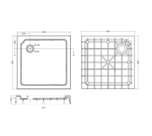 Душевой поддон из стеклокомпозита Cezares Tray SMC 90x90 TRAY-SMC-A-90-550-150-W Белый