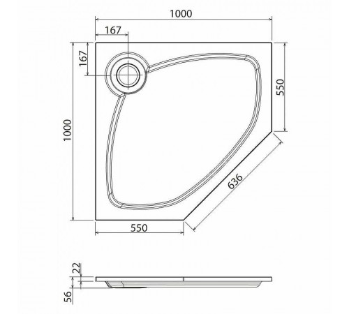 Душевой поддон из искусственного камня Cezares Tray S 100х100 TRAY-S-P-100-56-W Белый