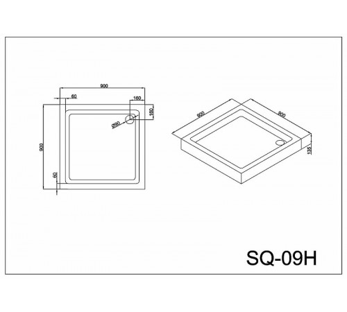 Акриловый поддон для душа Black&White Stellar Wind Easy Plumb SQ-09H 90x90 09hsq00 Белый