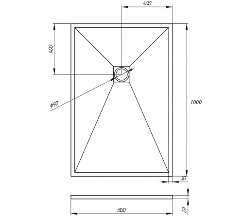 Душевой поддон из искусственного камня Veconi Tezeo 100x80 TZW21B-108-R1 Черный