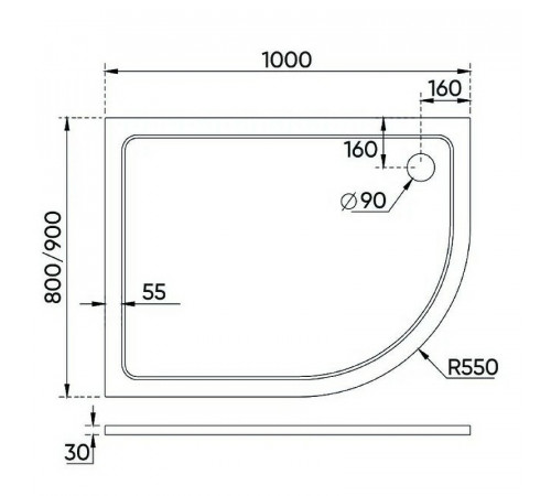 Душевой поддон из искусственного камня Veconi Tezeo 100x90 R TZ11R-10090A-01-19C3 Белый