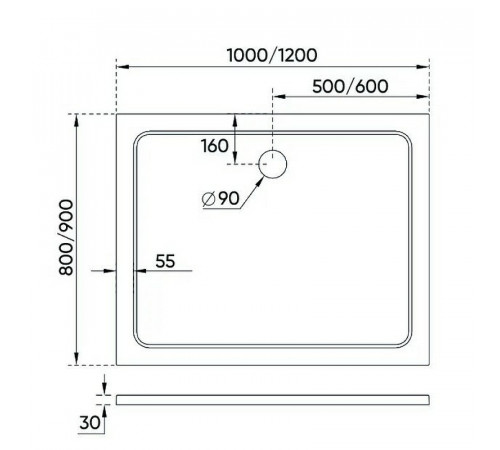 Душевой поддон из искусственного камня Veconi Tezeo 100x80 TZ09-10080PR-01-19C3 Белый