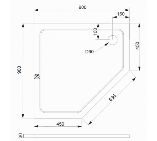 Душевой поддон из искусственного камня Veconi Tezeo 90x90 TZ12-90T-01-19C3 Белый