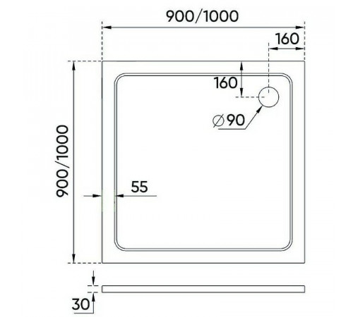 Душевой поддон из искусственного камня Veconi Tezeo 90x90 TZ08-90K-01-19C3 Белый