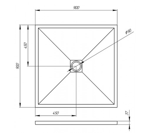 Душевой поддон из искусственного камня Veconi Tezeo 90x90 TZW20-90-R1 Белый