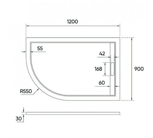 Душевой поддон из искусственного камня Veconi Tezeo 120x90 L TZ06L-12090A-01-19C3 Белый