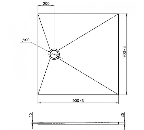 Душевой поддон из материала Flight Jacob Delafon Tolbiac 90x90 E6D327RU-NGM Черный матовый