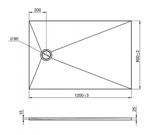 Душевой поддон из материала Flight Jacob Delafon Tolbiac 120x80 E6D331RU-NGM Черный матовый