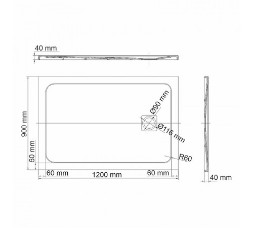 Душевой поддон из искусственного камня WasserKRAFT Rhin 120x90 44T07 Белый матовый