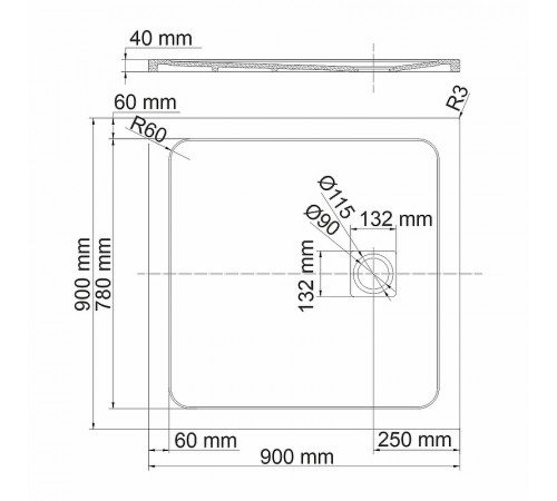 Душевой поддон из искусственного камня WasserKRAFT Rhin 90x90 44T03 Белый матовый