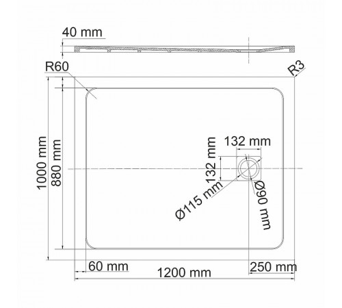 Душевой поддон из искусственного камня WasserKRAFT Rhin 120x100 44T10 Белый матовый