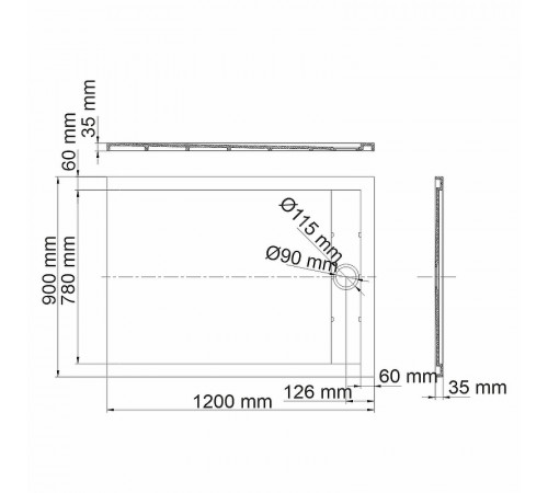 Душевой поддон из искусственного камня WasserKRAFT Wiese 120x90 84T07 Серый матовый