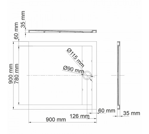 Душевой поддон из искусственного камня WasserKRAFT Mindel 90х90 85T03 Белый матовый