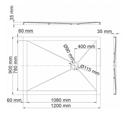 Душевой поддон из искусственного камня WasserKRAFT Aller 120x90 10T07 Слоновая кость матовая