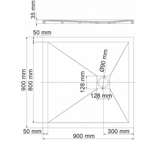 Душевой поддон из искусственного камня WasserKRAFT Dill 90x90 61T03 Черный матовый