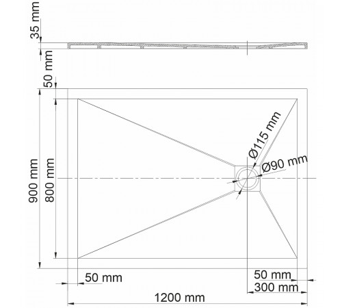 Душевой поддон из искусственного камня WasserKRAFT Dill 120x90 61T07 Черный матовый