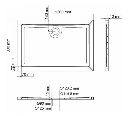 Душевой поддон из стеклопластика WasserKRAFT Salm 120x80 27T06 Белый глянец