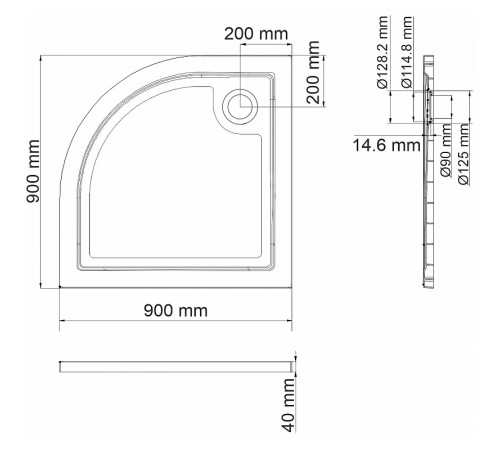 Душевой поддон из стеклопластика WasserKRAFT Salm 90x90 27T01 Белый глянец