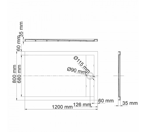 Душевой поддон из искусственного камня WasserKRAFT Abens 120x80 20T06 Черный матовый