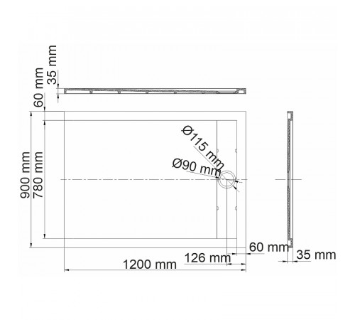 Душевой поддон из искусственного камня WasserKRAFT Abens 120x90 20T07 Черный матовый