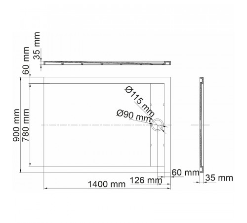 Душевой поддон из искусственного камня WasserKRAFT Abens 140x90 20T36 Черный матовый