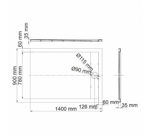 Душевой поддон из искусственного камня WasserKRAFT Neime 140х90 19T36 Черный матовый