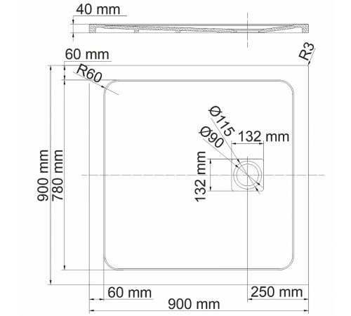 Душевой поддон из искусственного камня WasserKRAFT Neime 90х90 19T03 Черный матовый