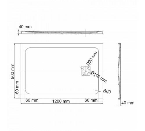 Душевой поддон из искусственного камня WasserKRAFT Neime 120х90 19T07 Черный матовый