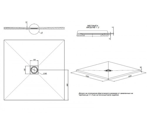 Душевой поддон из искусственного камня Allen Brau Priority 100x100 8.31005-AM Антрацит